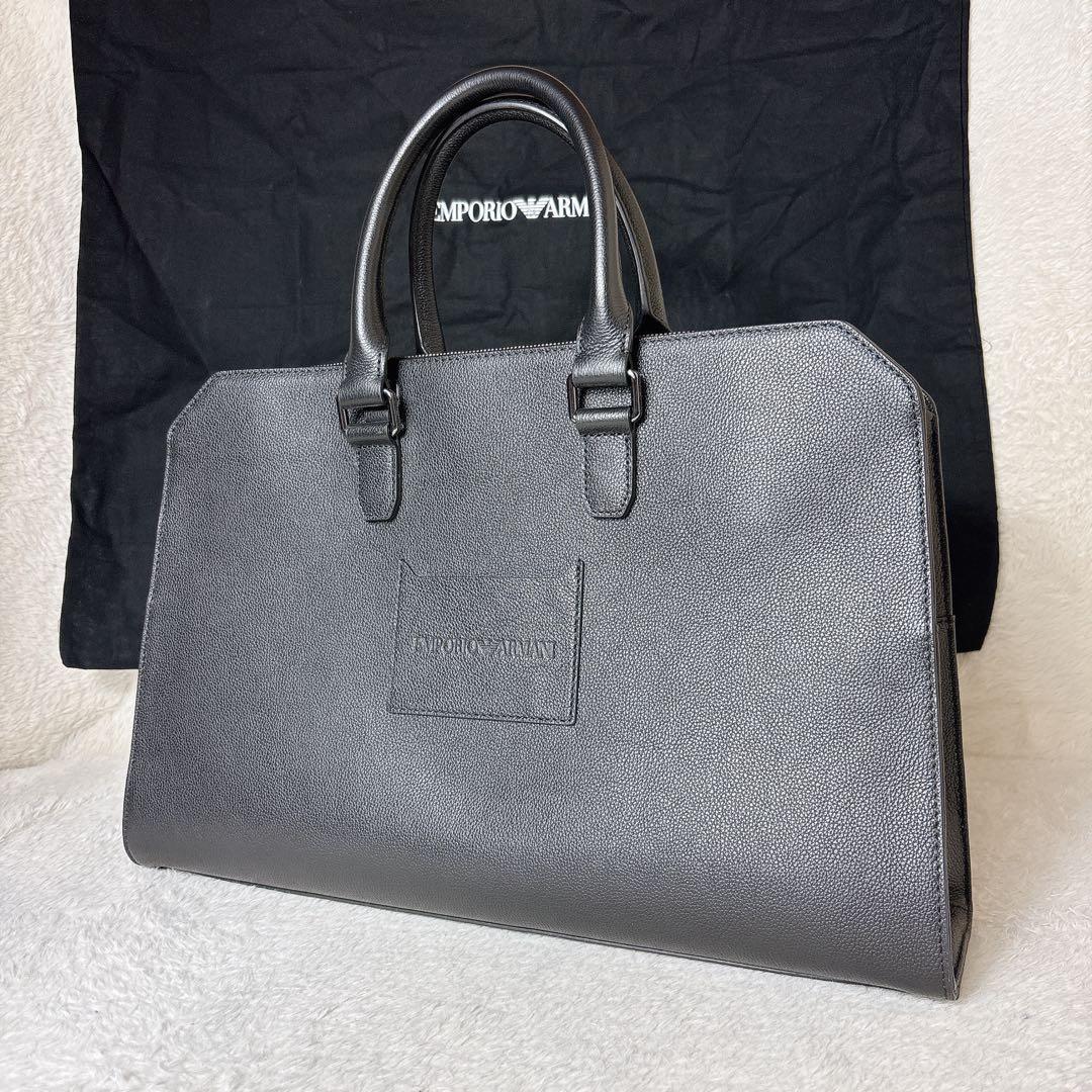 現行 EMPORIO ARMANI タンブルレザー ビジネスバッグ