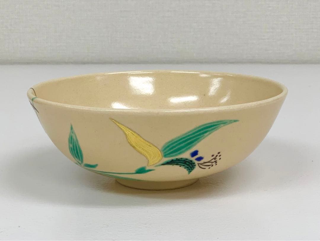 田中寿宝作　仁清写  露草茶碗　平茶碗  抹茶茶碗  茶道具