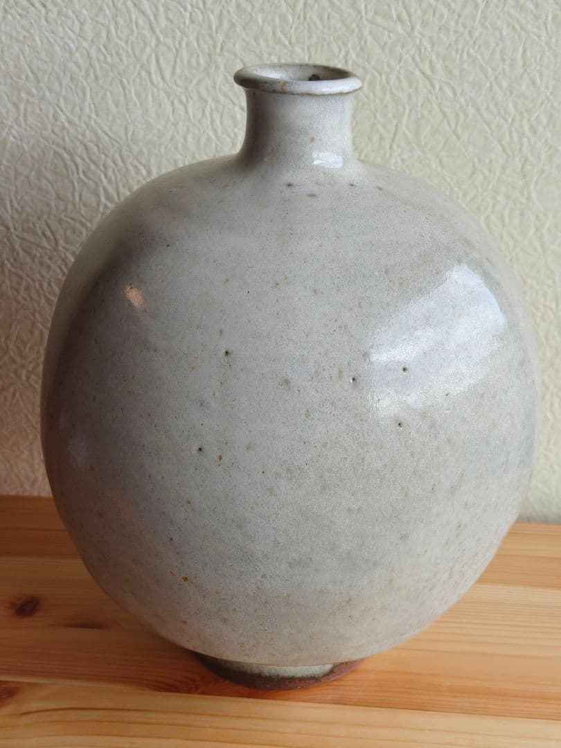 生田和孝 丹波焼 白釉扁壷 師：河合寛次郎 花瓶 花生