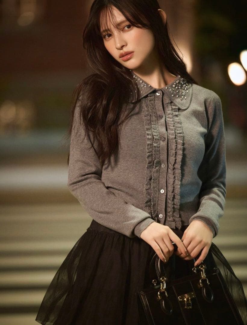 【WEB限定】ビジューカラーニットカーディガン