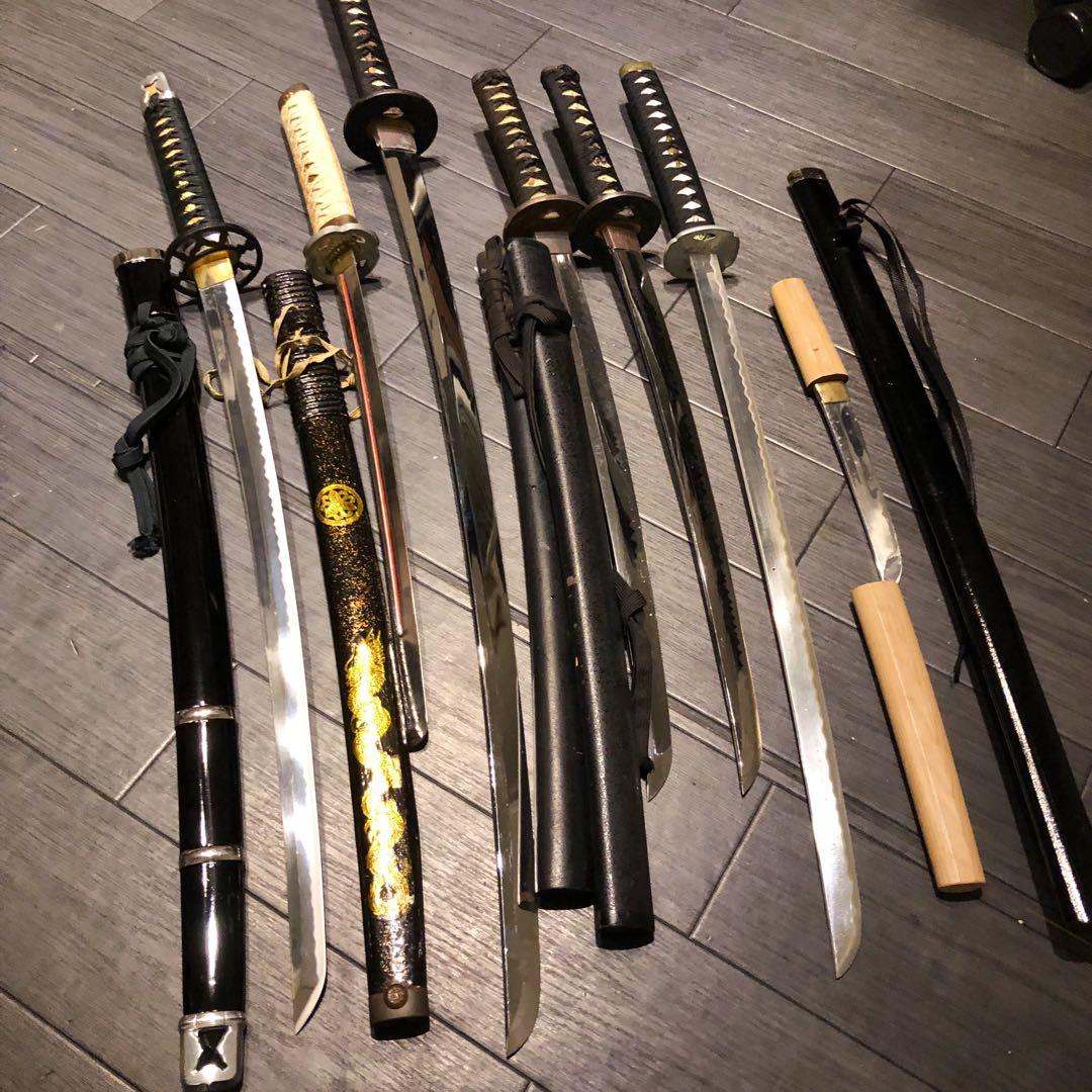 模造刀　大小7本セット　太刀　脇差　骨董品　模擬刀まとめ　鞘なし品あり　刀身