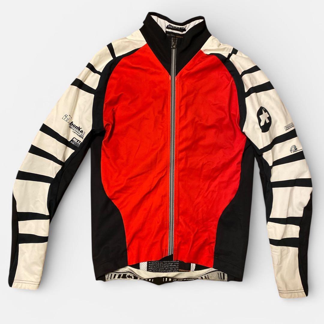 assosアソスメンズサイクルウェアジャケット長袖赤白黒冬用裏起毛ロードバイク