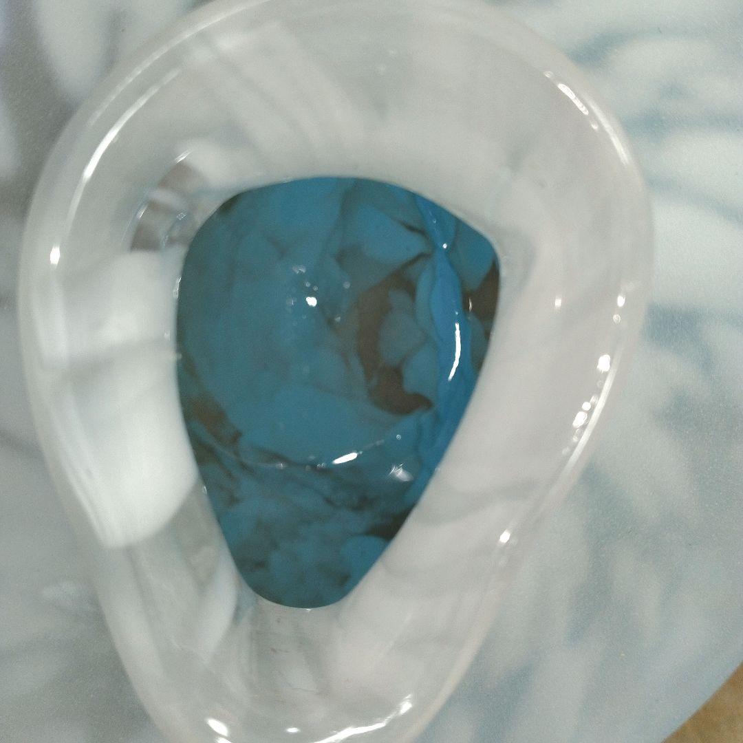 【本物保証】藤田喬平 手吹 花瓶(水色系,手付) 共箱 栞2 極美品 高島屋