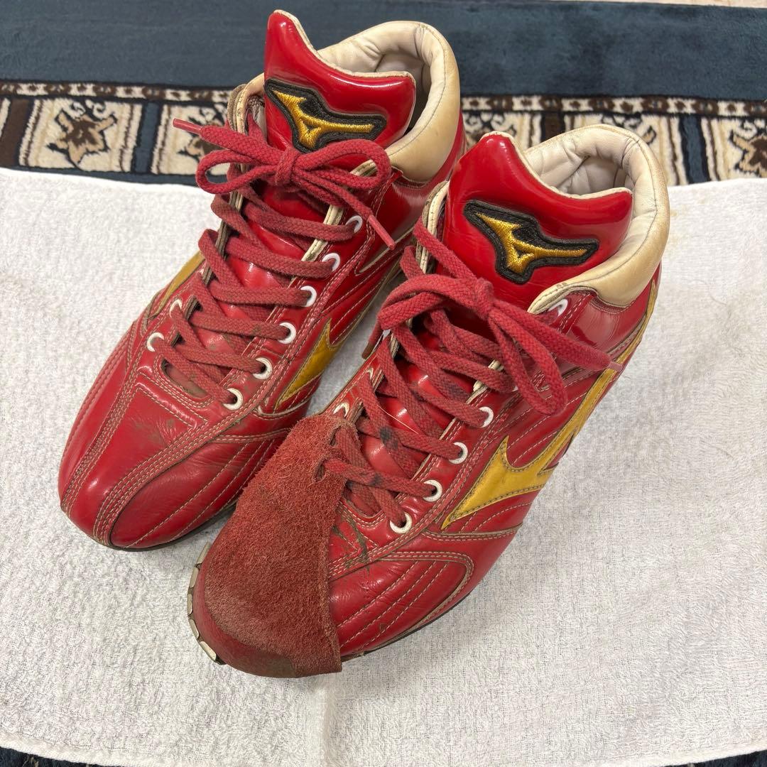 【黄金騎士テンテン】ミズノプロオーダースパイク赤/黄 26.5cm