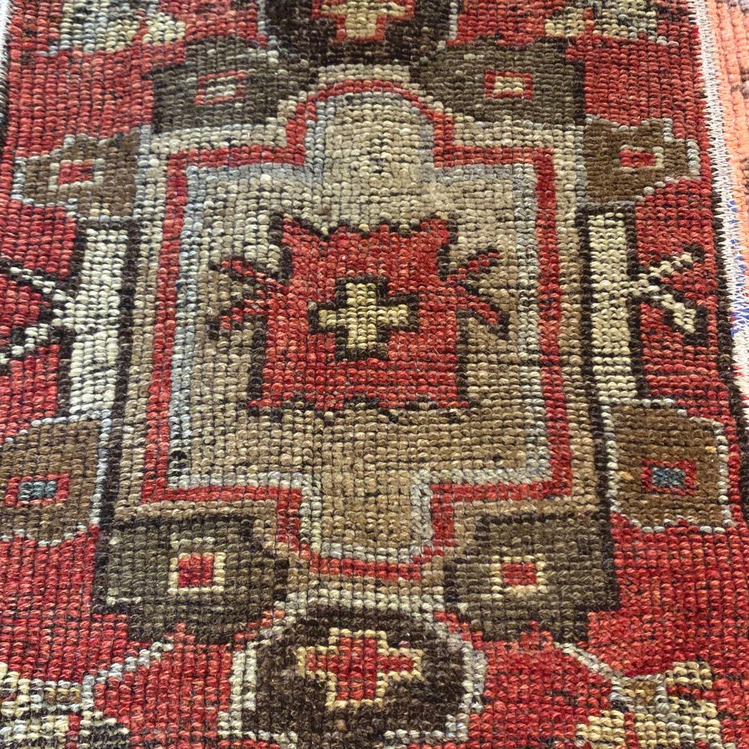 60×90 ボルドー　ピンク　メダリオン トルコヴィンテージラグ　パッチワーク