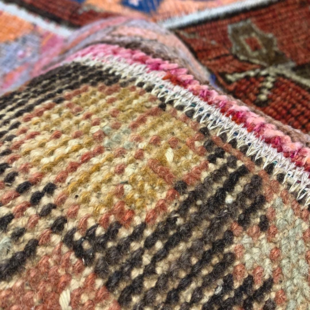 60×90 ボルドー　ピンク　メダリオン トルコヴィンテージラグ　パッチワーク