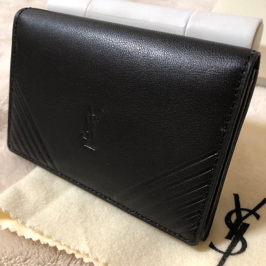 未使用　イブサンローラン　カードケース　ブラック　レザー　名刺入れ　IDケース