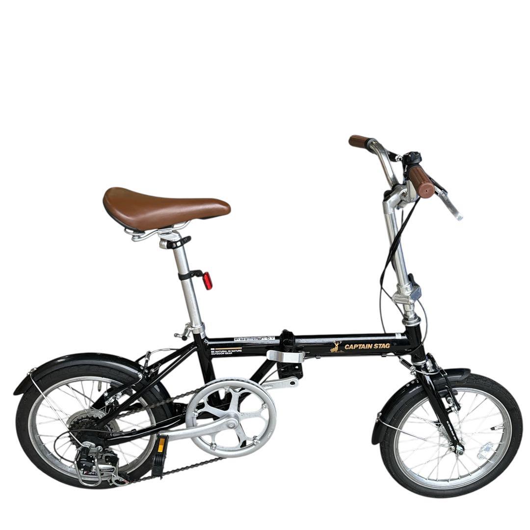 美品キャプテンスタッグ 折りたたみ自転車 アルミ 軽量 16インチ ブラック
