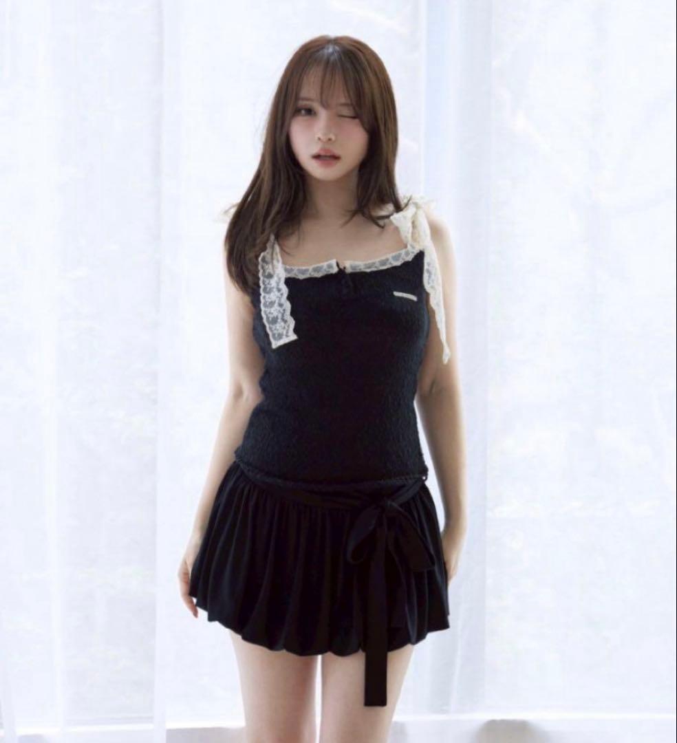 Cotton ribbon tank andmary black❷