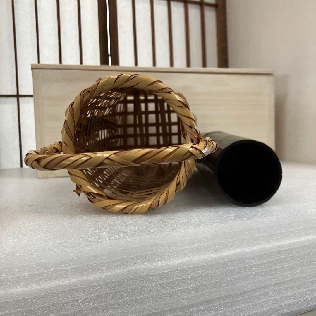 華道道具　花入　手向籠　竹編花入　升友斎　N123TKH