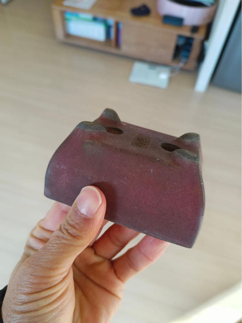 731.暁雲 辰砂釉長方 盆栽鉢 植木鉢 小品鉢 10*7.7*5.3cm