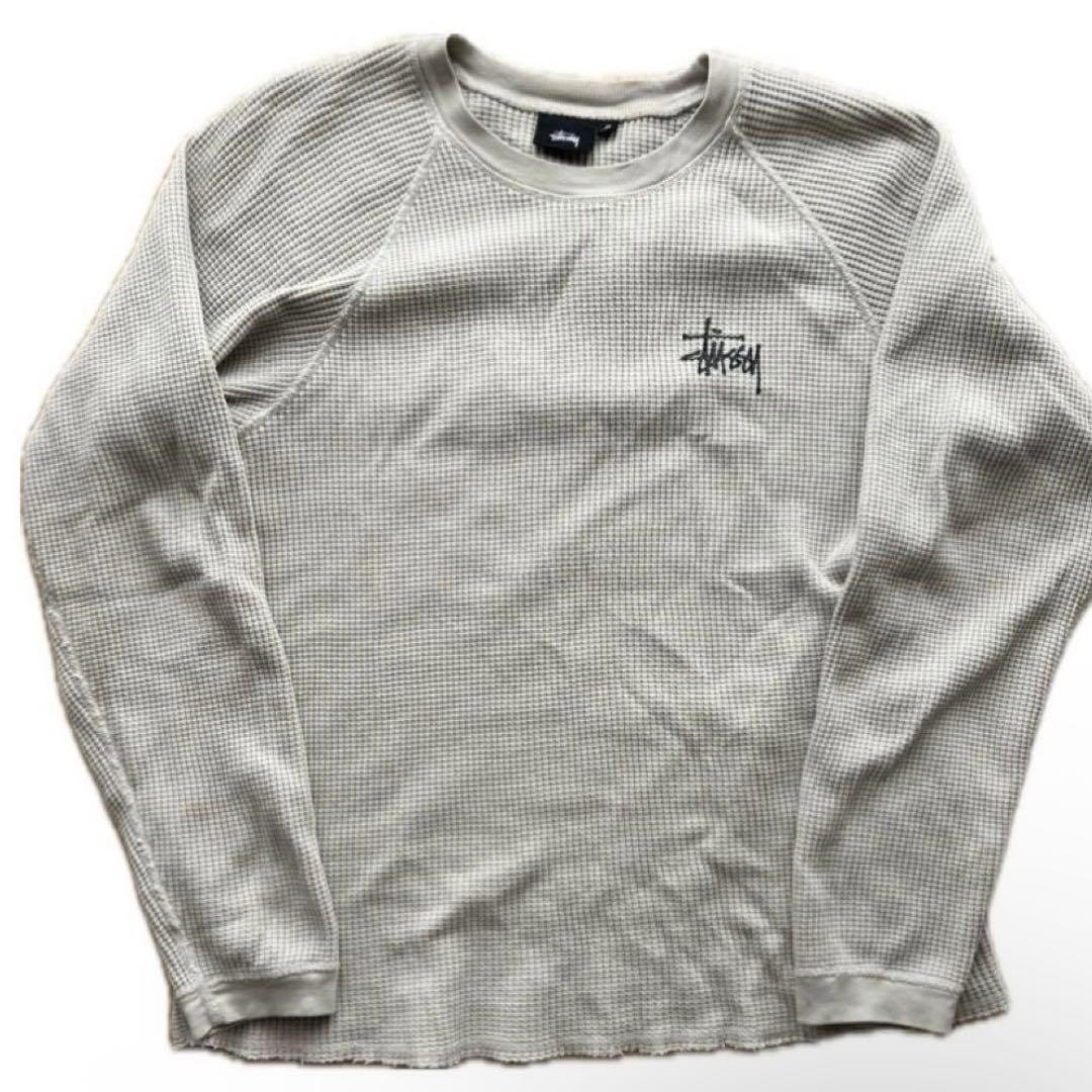 【希少・大人気】STUSSY ステューシー サーマル ワッフル ロンT 背面ロゴ