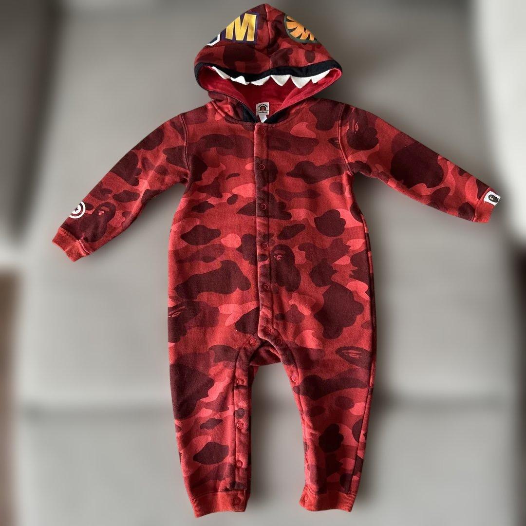 ❤︎さん【美品】BAPE KIDS赤色迷彩ロンパース80cm 正規品