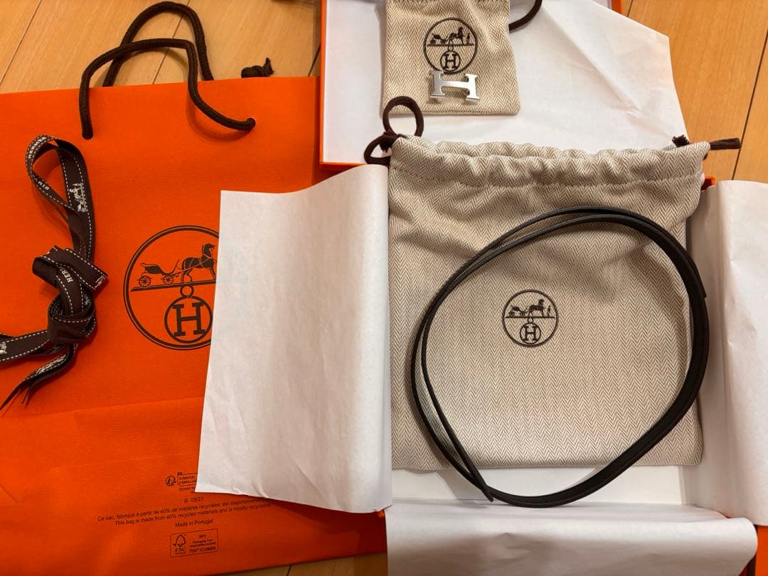 新品未使用【HERMES】エルメス エトゥープ✕ブラック13mm W刻 ベルト