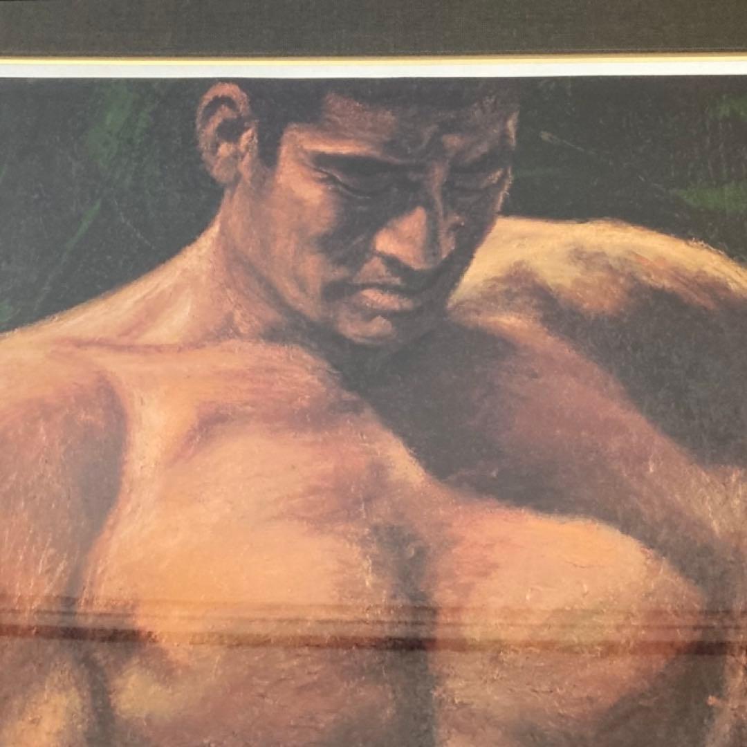 福山小夜 「高倉健の世界」版画 黄金の服 シルクスクリーン 大型 額装 限定品