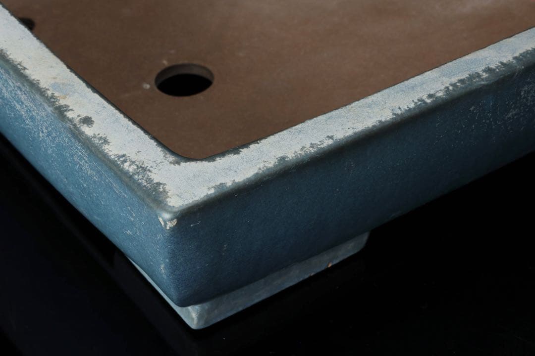 盆栽鉢 幅50cm 高さ9.7cm 青 盆栽用具 盆器 古美術品 骨董品