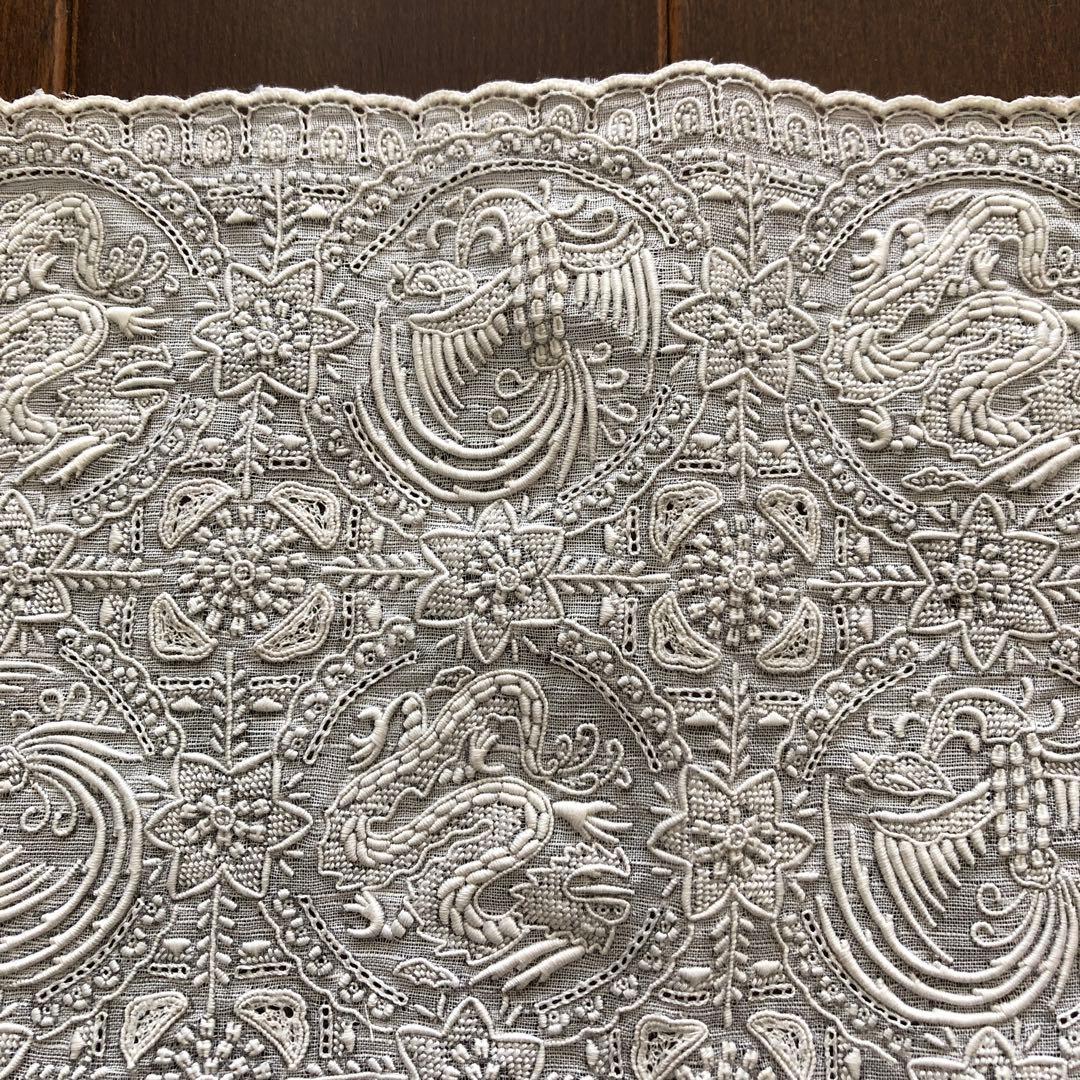 未使用　スワトウ　ハンカチ　龍　鳳凰　汕頭　刺繍　SWATOW