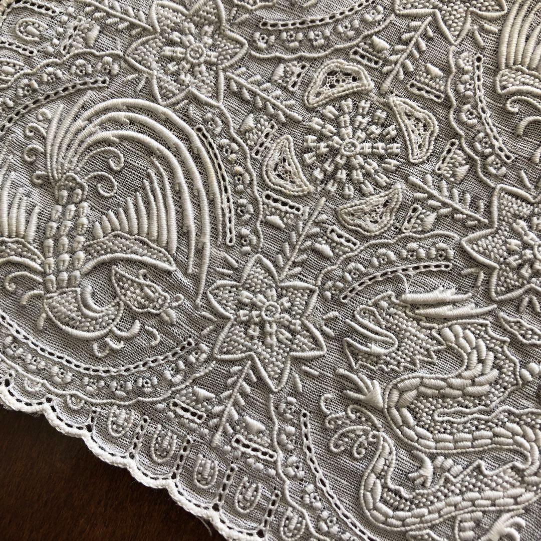 未使用　スワトウ　ハンカチ　龍　鳳凰　汕頭　刺繍　SWATOW