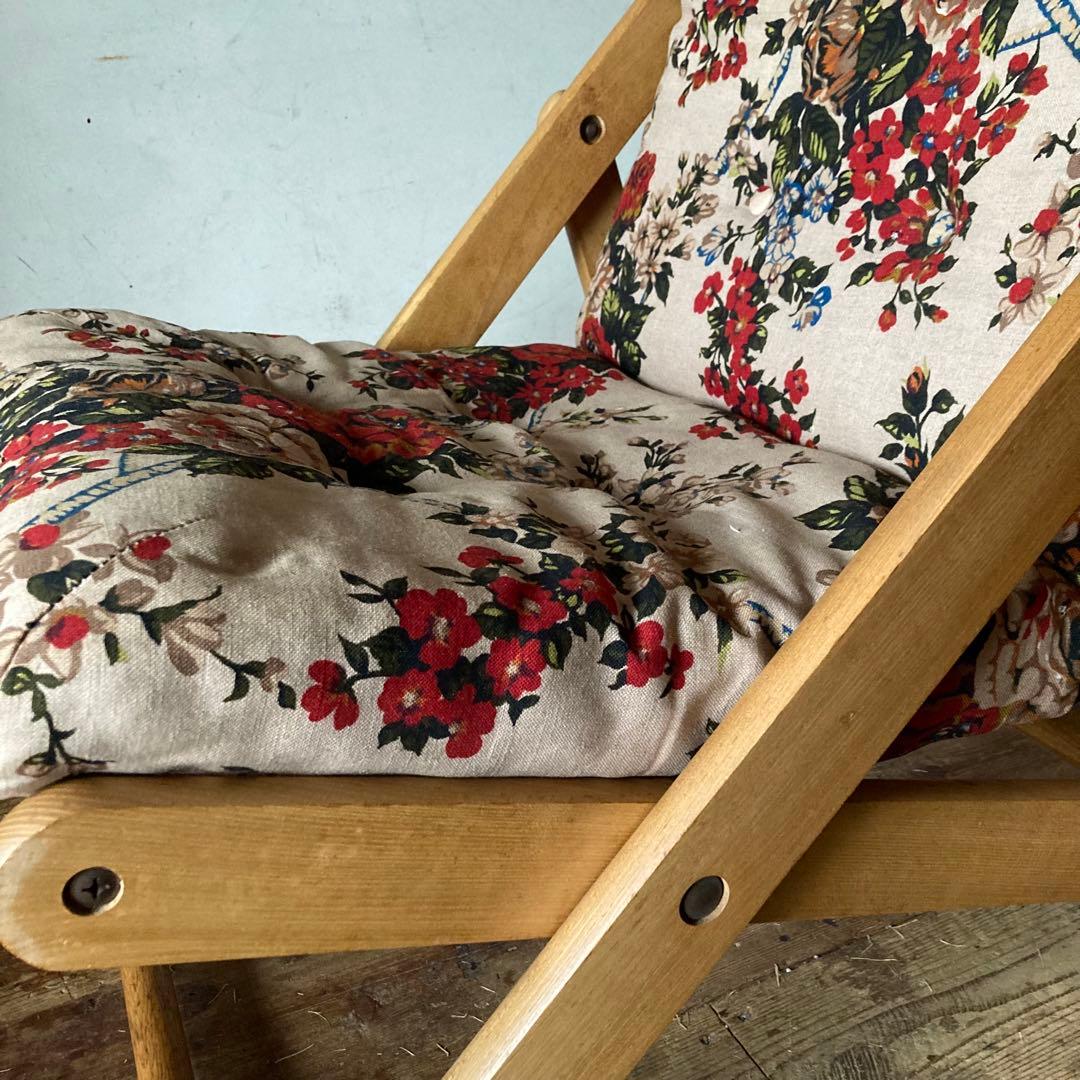 ヴィンテージ レトロ 折り畳みみ イージーチェア ラウンジ 花柄