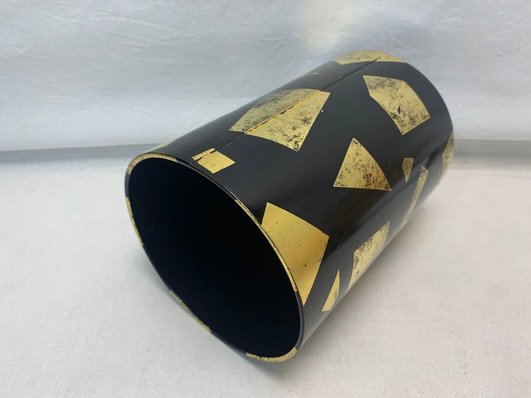 美品 茶道具 木製 葉蓋水指 玄々斎好写 箔散らし 曲物