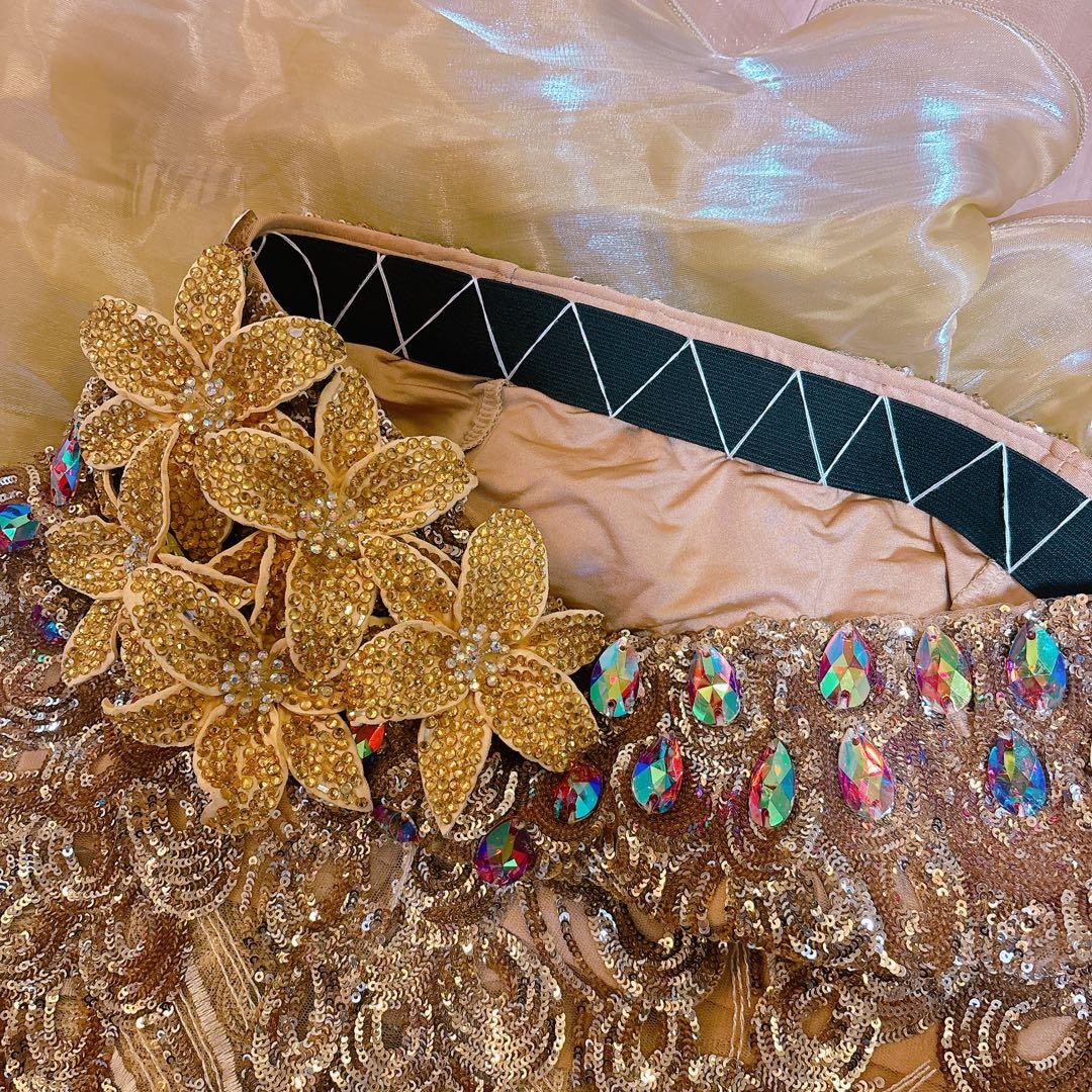 ゴールド ベリーダンス 衣装 花モチーフ