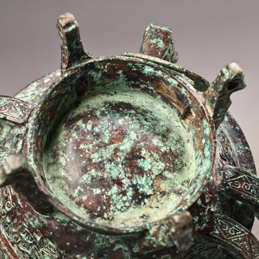 中国古美術『旧蔵 青銅鍋』純銅製 古銅器 置物 擺件 時代物 下郷収蔵 唐物