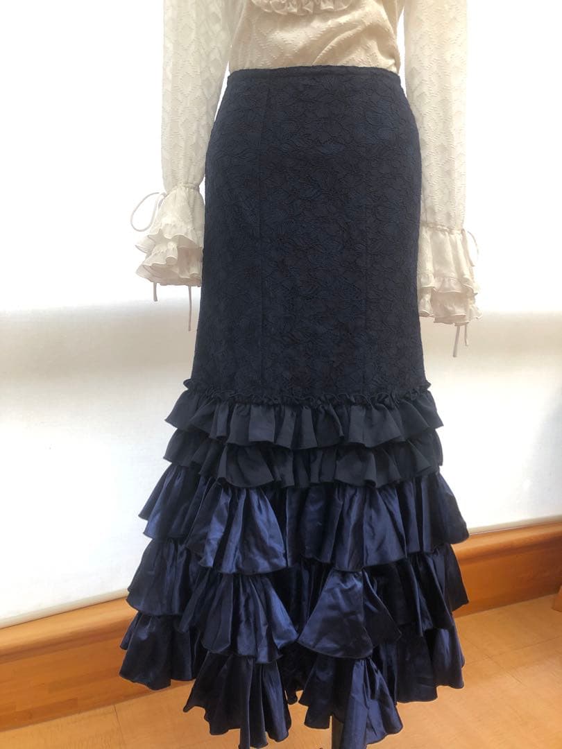 新品未使用✨フラメンコ 衣装　レースファルダ　イベリア　ネイビー