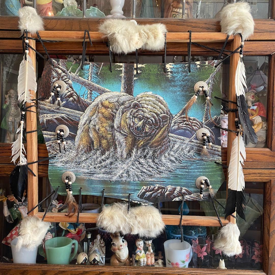 超レア！巨大BIG 70s〜ネイティブアメリカン 熊壁掛けUSAヴィンテージ雑貨