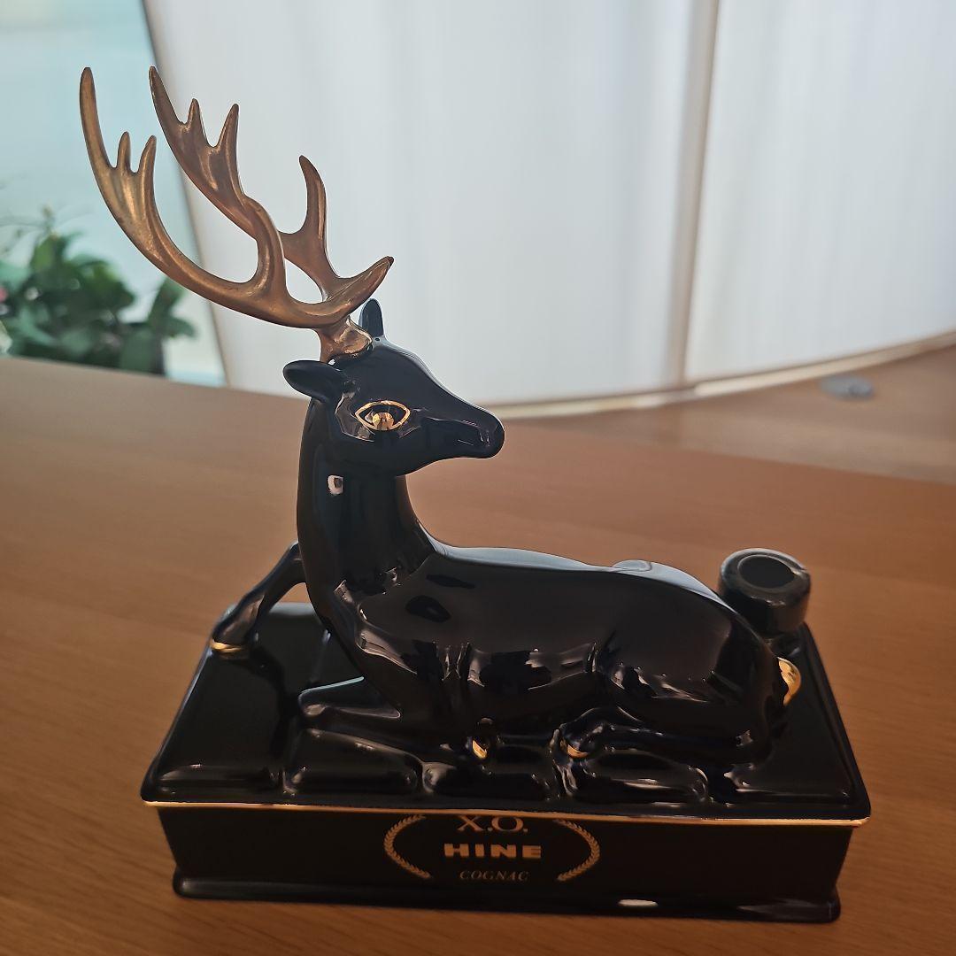 未開栓　X.O HINE COGNAC 陶器　鹿ボトルブルー