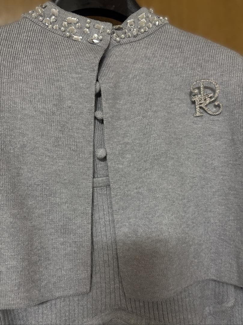 Darich ビジューケープニットミニワンピース グレー FREE ダーリッチ