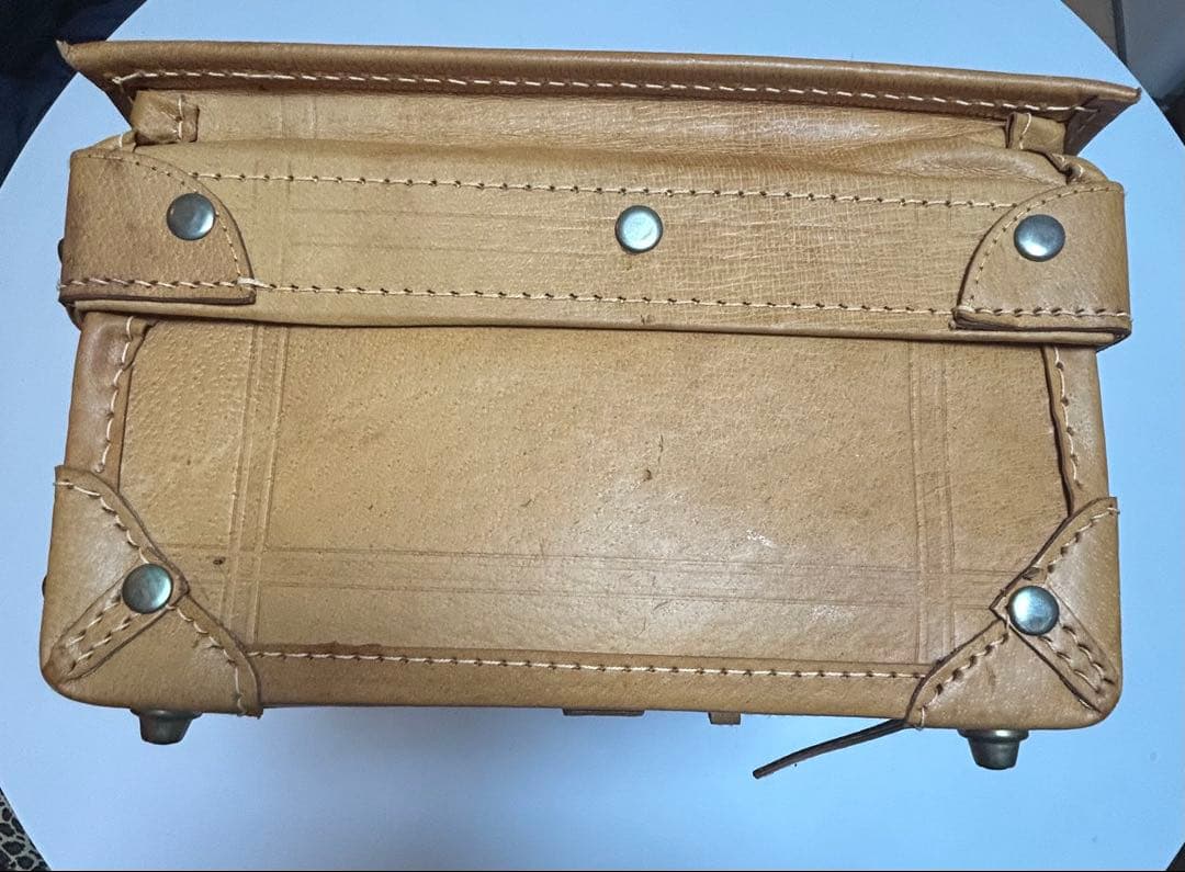 アサヒビール 本革 ミニトランク 旅行バッグ 5KJ98 アンティーク