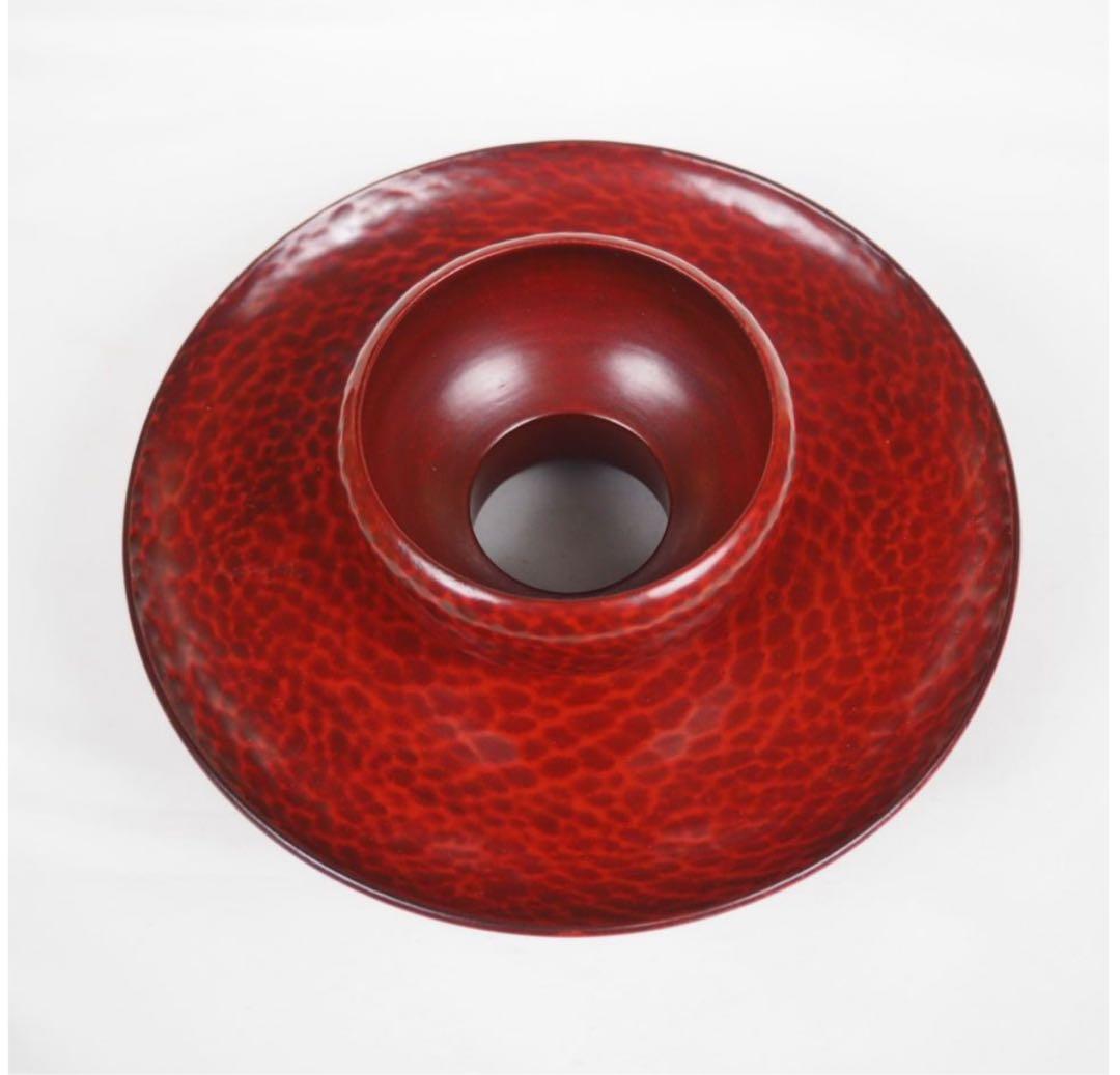 送料無料鎌倉彫天目台木箱付★美品★茶道具　検/中国古玩骨董茶道具堆朱紫檀清民国