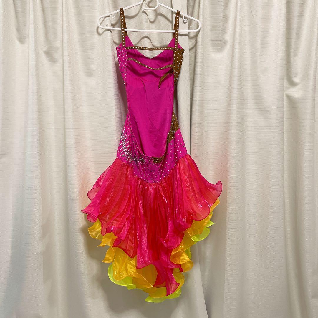 ラテンドレス S〜M 社交ダンスドレス デモ 競技会 胸パッド インナーパンツ