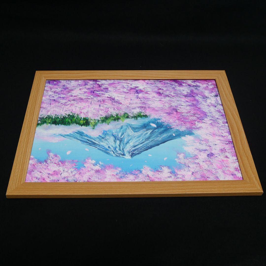 油絵 油彩 油彩画 絵 絵画 【富士山と桜】
