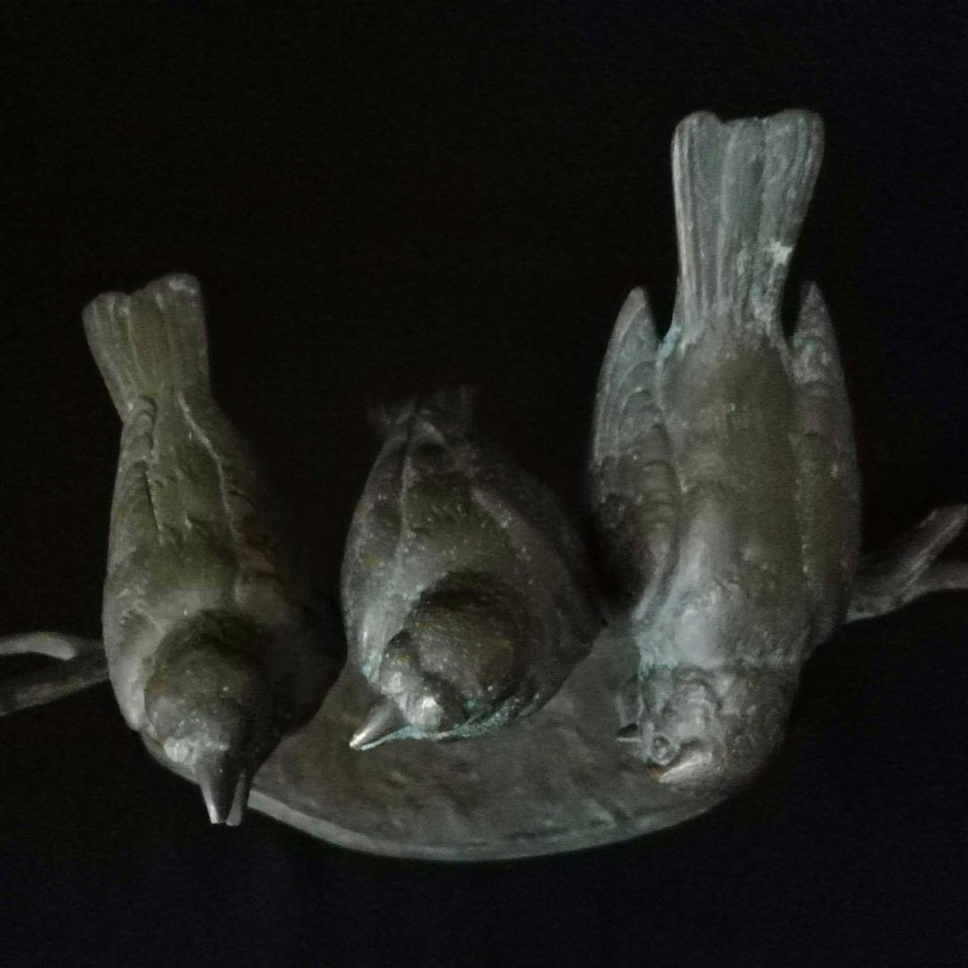 超レア逸品　枝に止まった3羽のスズメ　ブロンズ　W.ROBRA作　アールヌーボー