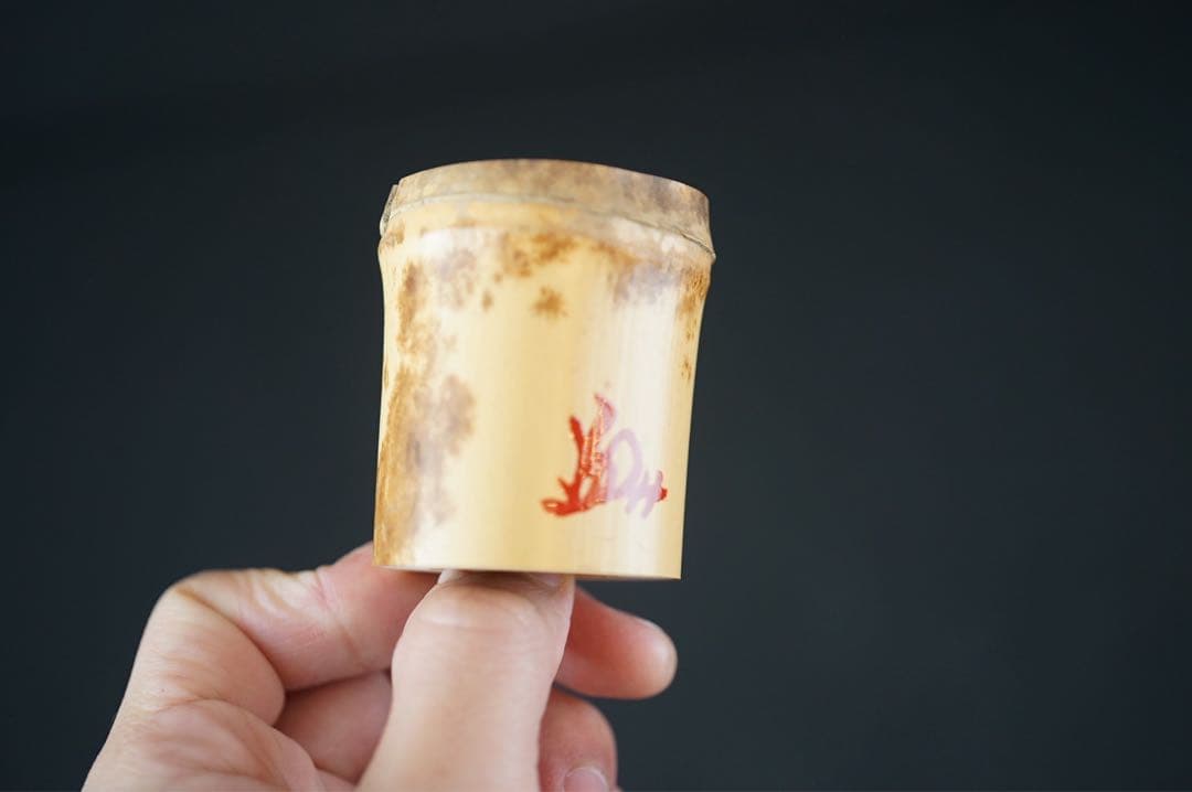 竹蓋置 一双 柳生の里竹使用 「大徳寺 柳生紹尚 書付」 共箱 紙箱 茶道具