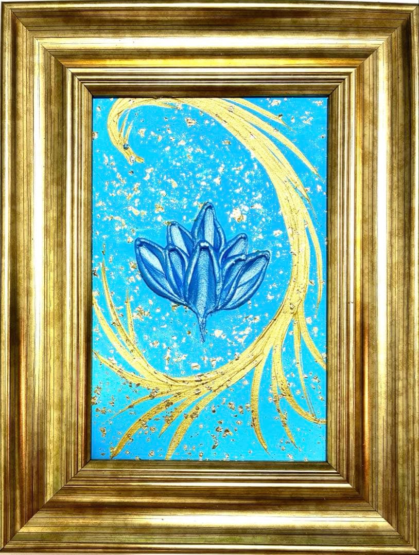 開運絵画　龍神様　富士山　チャクラ　龍雲　白龍　金龍　梅の花　金箔