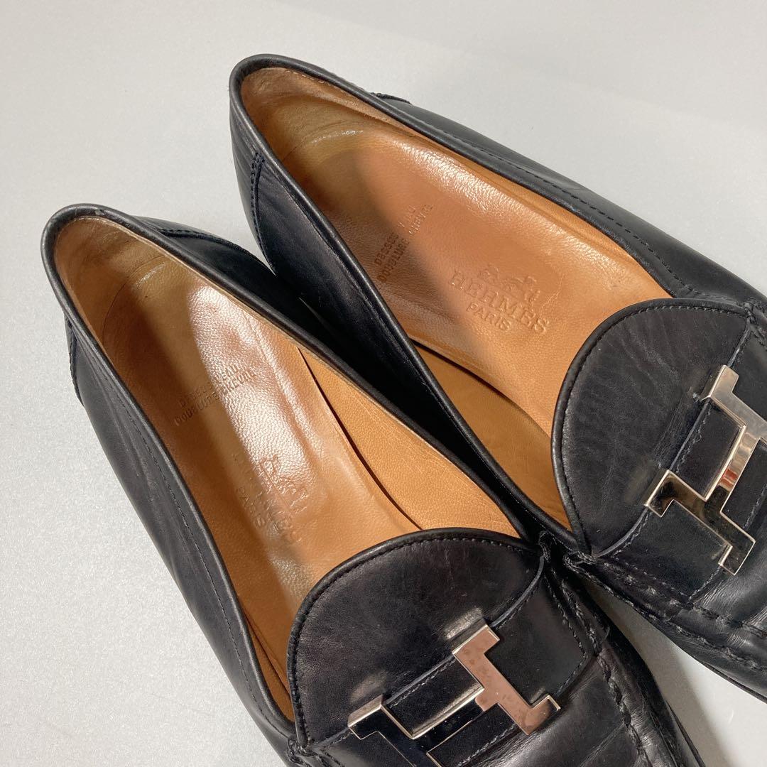 HERMES エルメス コンスタンス ローファー Hロゴ 革靴 37 1/2
