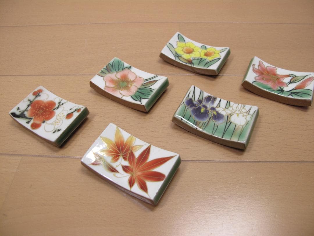 陶あん京焼清水焼 伝統工芸色絵付け　箸置き　６個おまとめ