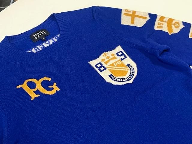 パーリーゲイツ PEARLY GATES　カシミヤ　セーター　ロゴ　青　1（M）