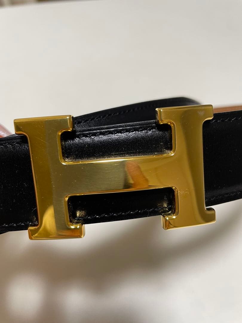 【美品】エルメス/HERMES レザーベルト H型バックル