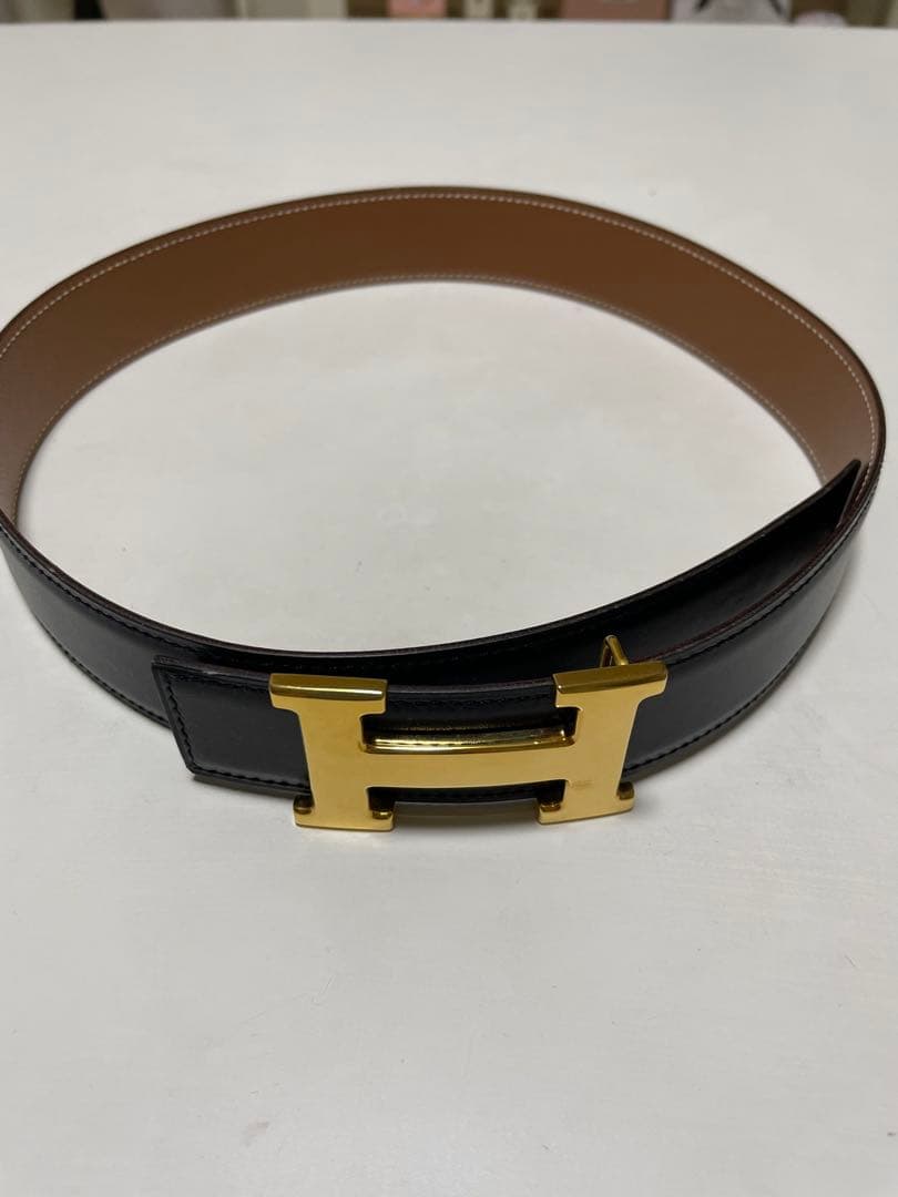 【美品】エルメス/HERMES レザーベルト H型バックル