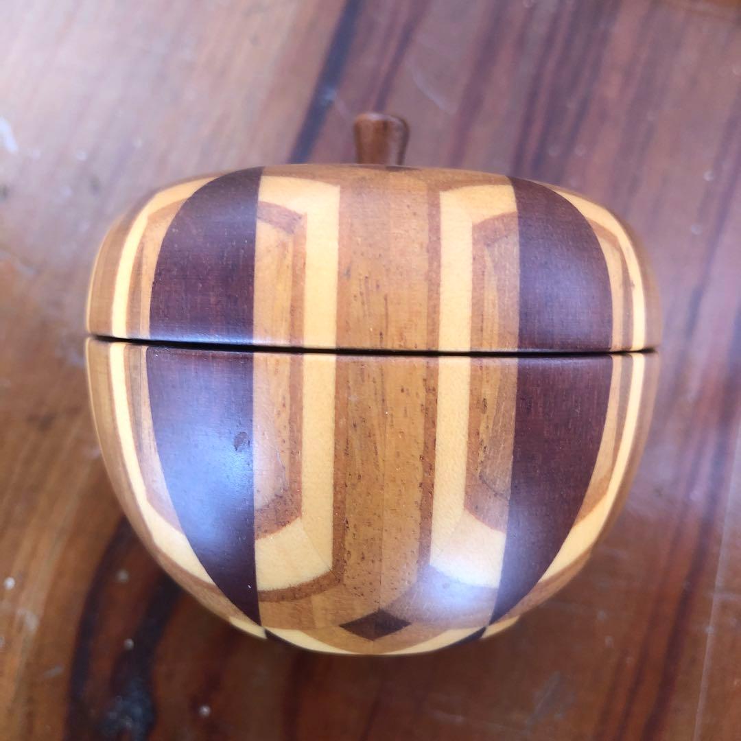 寄木細工 箱根細工 かなざし りんご 林檎 小物入れ ボンボニエール 無垢