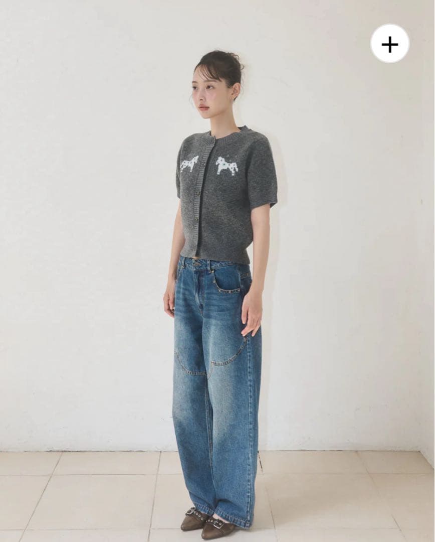 本日限定価格　新品muguet pony half knit tops GRAY