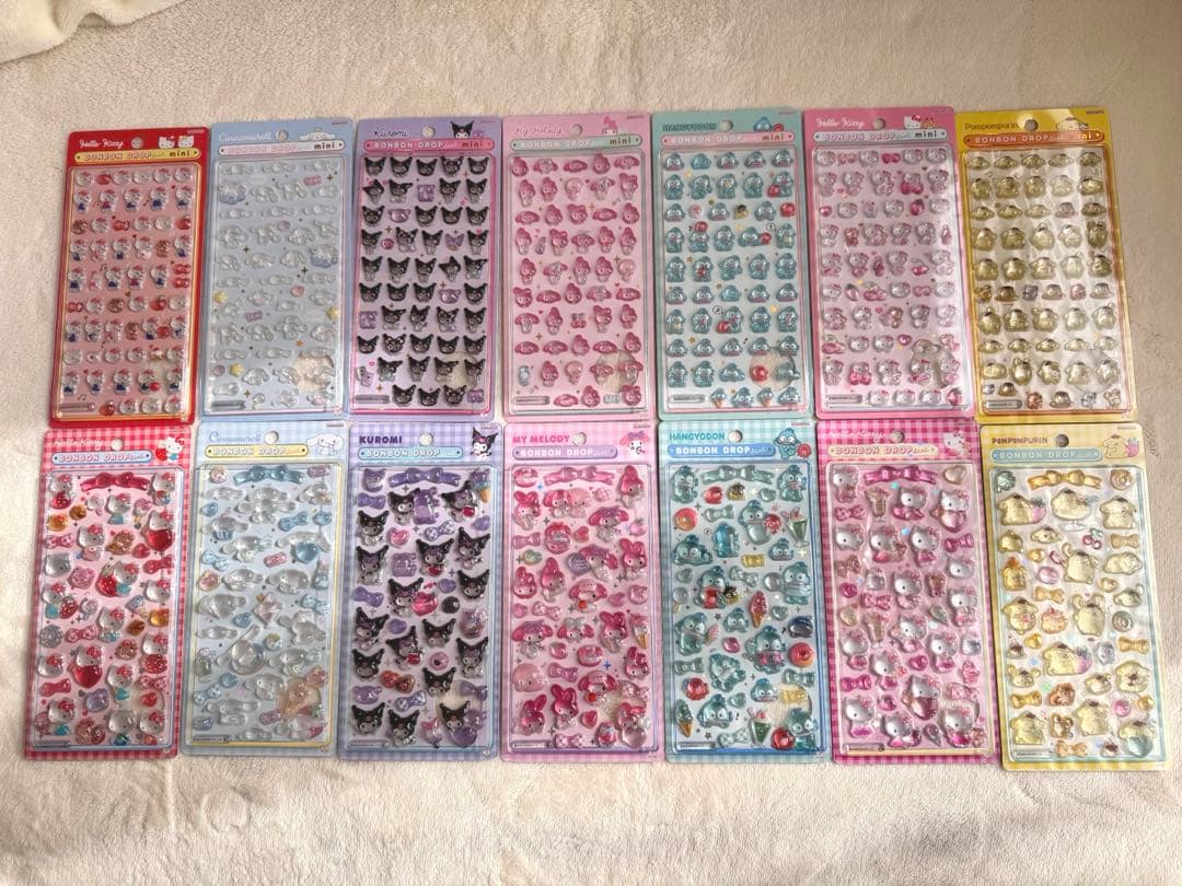 【正規品】サンリオ　ボンボンドロップシール　mini、第二弾　7種　14枚セット