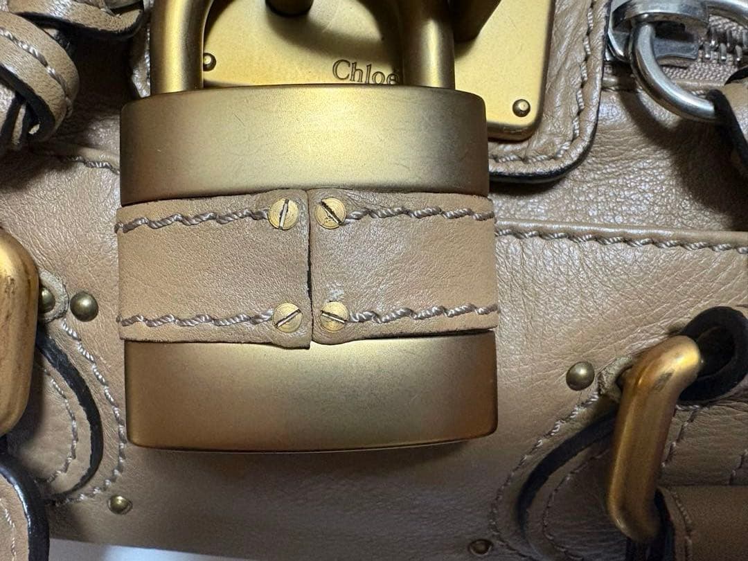 Chloé クロエ パディントン ハンドバッグ 南京錠 鍵付き ベージュ