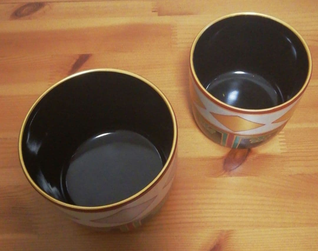 大徳寺書付　作家物　仁清写　色絵　金銀菱　茶碗　共箱　一双　茶道具