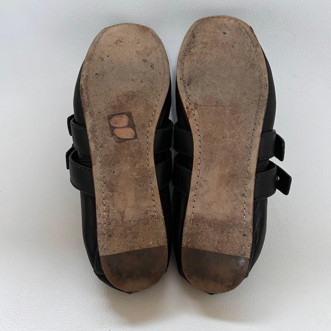 miumiu レザー バレリーナ ベルト バレエシューズ ブラック