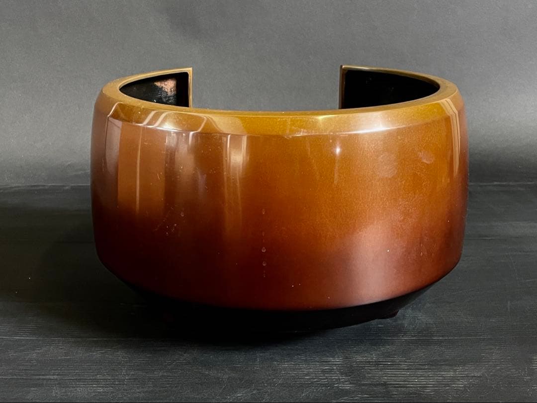 『母』 唐銅 面取風炉 風炉師 源斎 底瓦 前瓦 共箱 （212あ④）