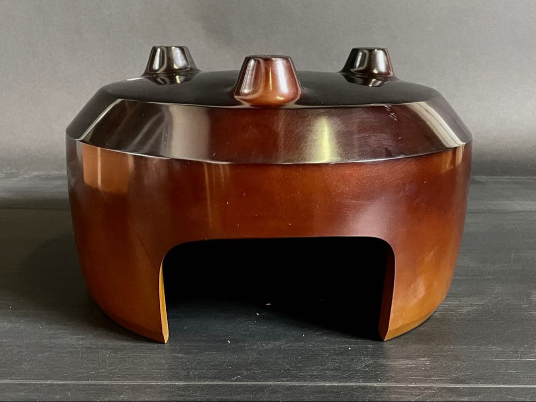 『母』 唐銅 面取風炉 風炉師 源斎 底瓦 前瓦 共箱 （212あ④）